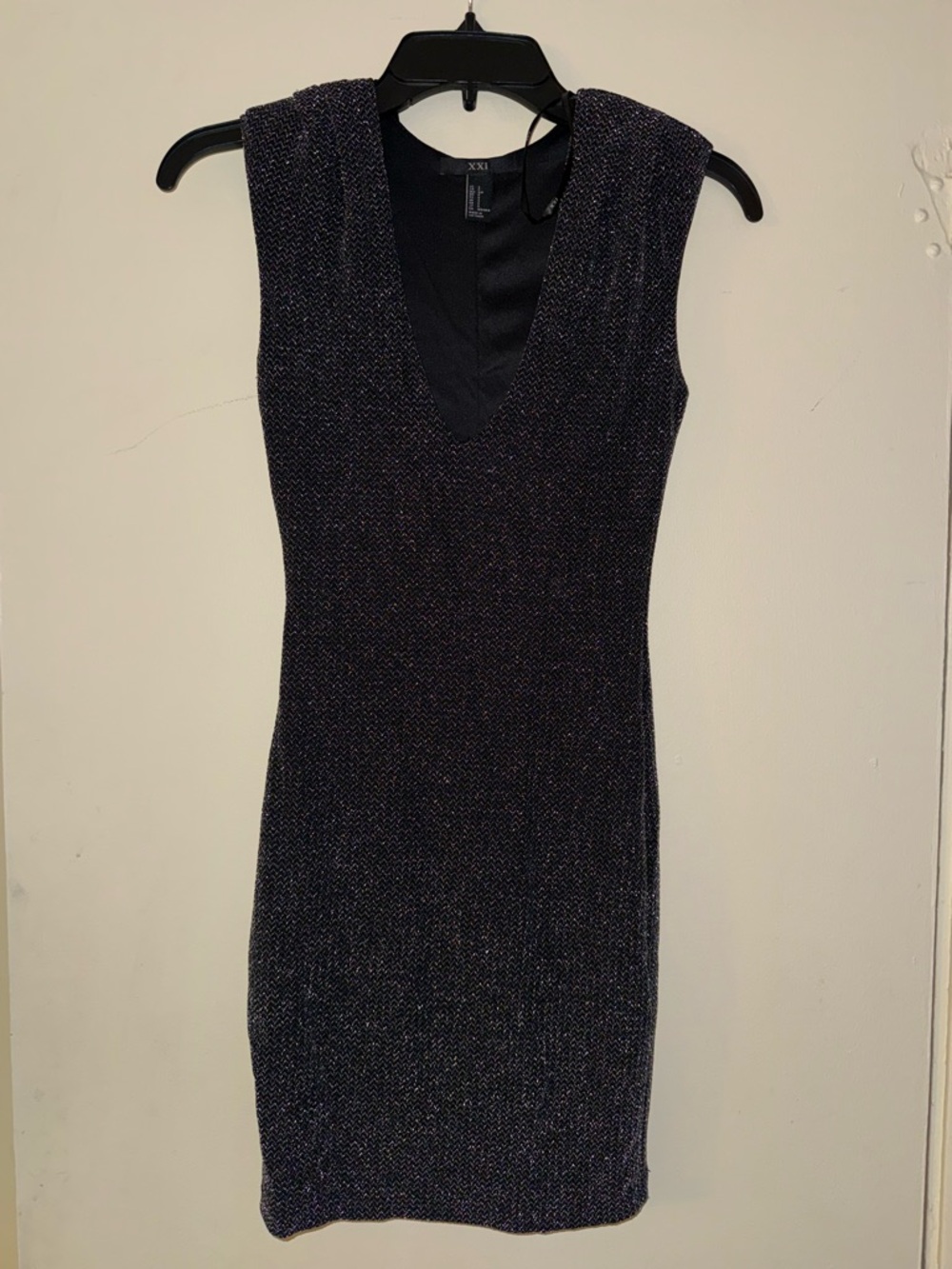Forever 21 Sparkle V-Neck Sleeveless Mini Dress - Black